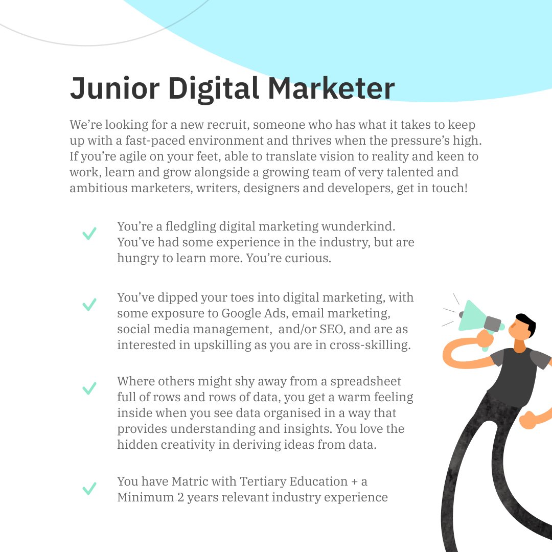 TheTouchFoundry's tweet photo. TouchFoundry is growing! And we’re looking for a bright young mind to join our team. Think you’ve got what it takes to join our marketing team? Get in touch at jobs@touchfoundry.co.za

#touchfoundry #dreamteam #emarketing #martech https://t.co/9PHmWpMPvw