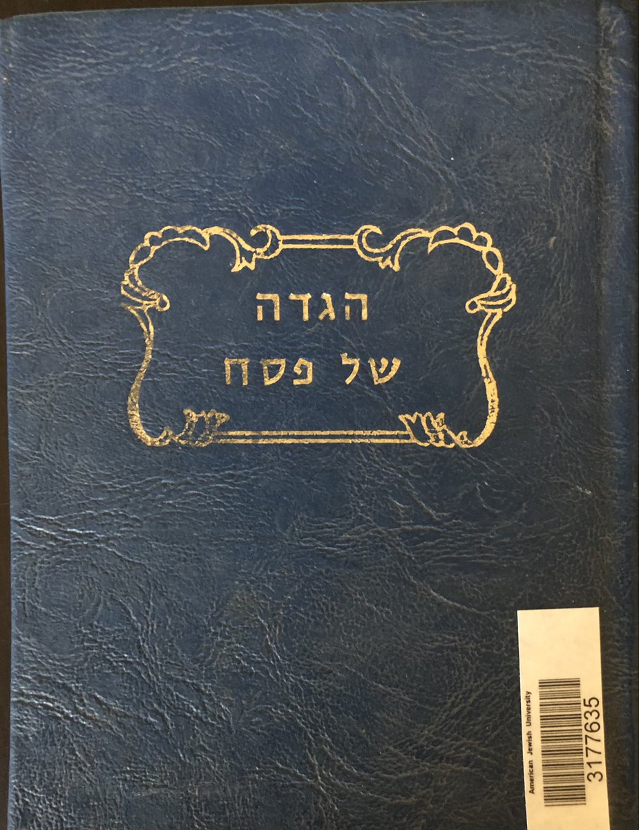 swimjak's tweet photo. AJU's has many Sephardic and Mizrahi haggadot. The moment I picked up the blue binding, I saw it was from the same Jewish Iraqi publisher of my father-in-law's prayer book for Rosh Ha-Shannah #libraryhaggadah  Association of Jewish Libraries American Jewish University - AJU https://t.co/D2WnYK2x15