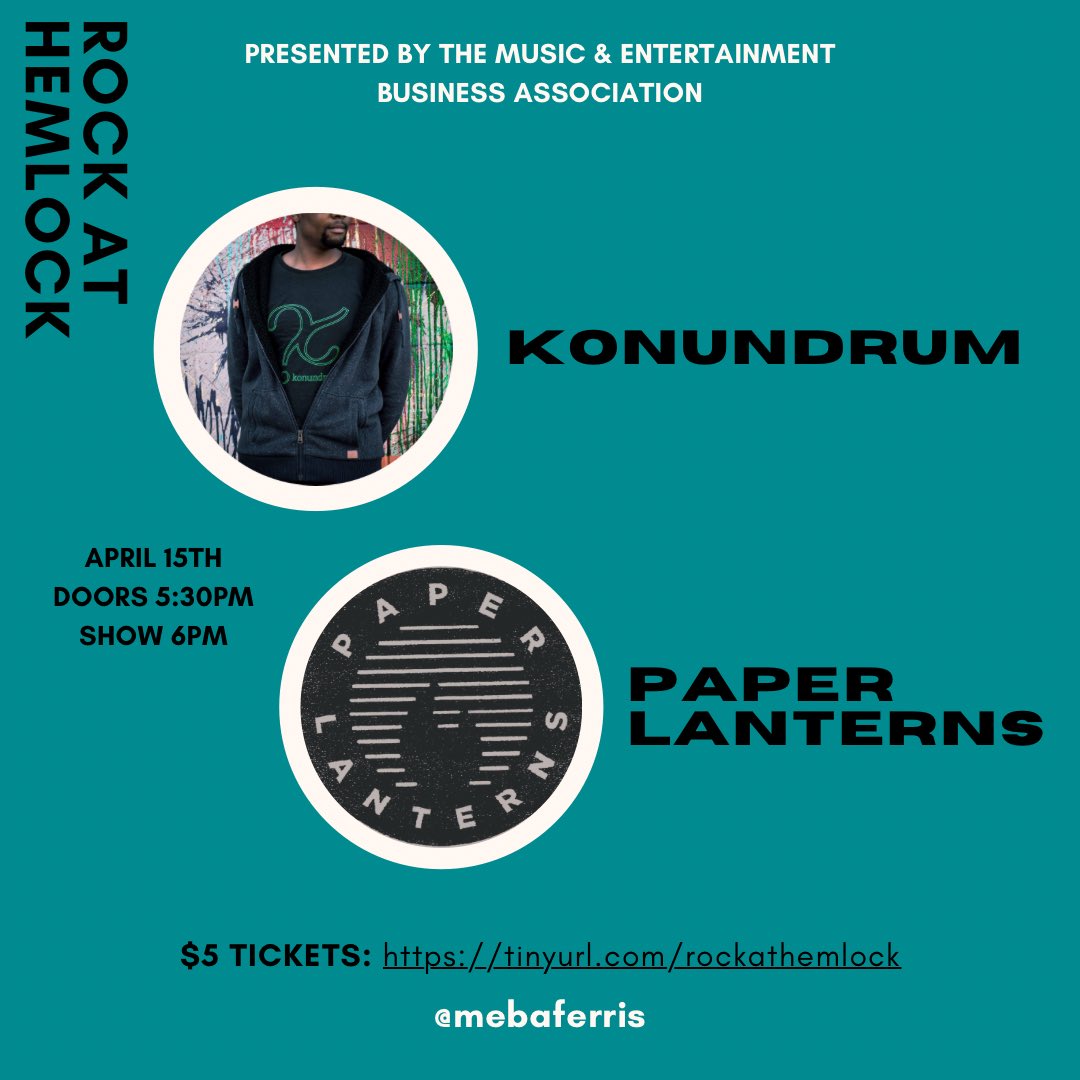 mebaferris's tweet photo. 🔥 LINE-UP ANNOUNCEMENT 🔥

We can’t wait for Rock at Hemlock in two weeks! Who are you most excited to see perform? 🎶

$5 🎫: https://t.co/CBZB9McjIa https://t.co/9GjcQYMUDh