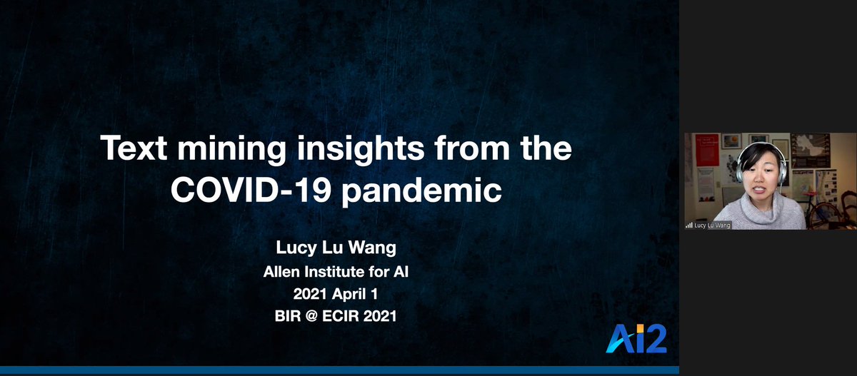 .<a href="/lucyluwang/">Lucy Lu Wang</a> <a href="/allen_ai/">Ai2</a> talking at the #bir2021 #ECIR2021 <a href="/2021Ecir/">ECIR 2021</a> workshop

#cord19 #COVID19