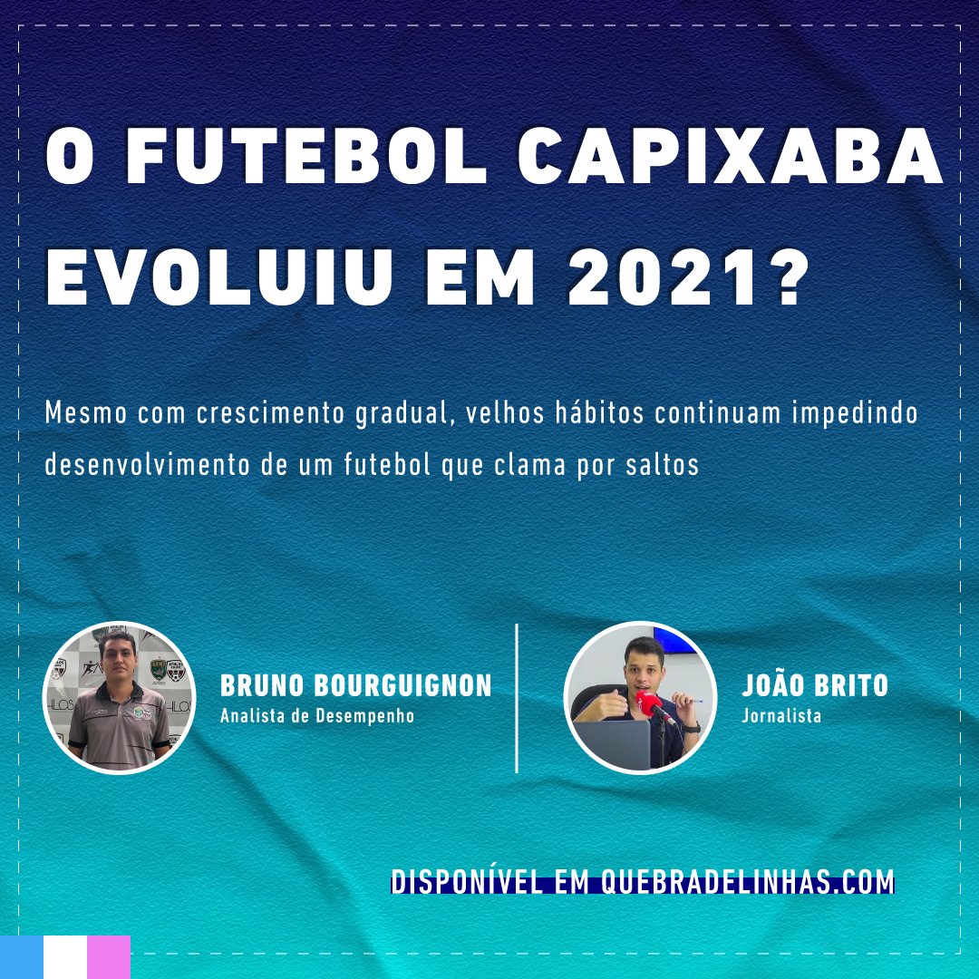 robson_smj's tweet photo. Com oferecimento da Icone Sports e Bola Show Society, saiu mais um post no #QuebraDeLinhas.
Desta vez, com a colaboração do analista tático/desempenho @bourguignon_08 e do jornalista @joaocbh, analisamos a evolução do futebol capixaba em 2021. 👇👇
https://t.co/hDFbKHfTCc https://t.co/sv1UGlqDUU