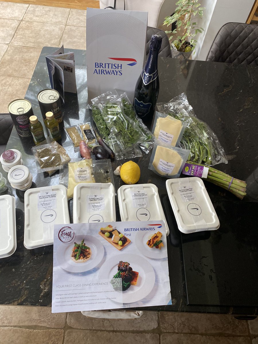 quinnstufin_o's tweet photo. So excited @British_Airways to try this #bafirstfeast delivered on time by @feastboxuk for #DateNight made even more special with a bottle @hattingleywines to compliment the evening! 🥂✈️🍽 https://t.co/qUTWlUeNwV