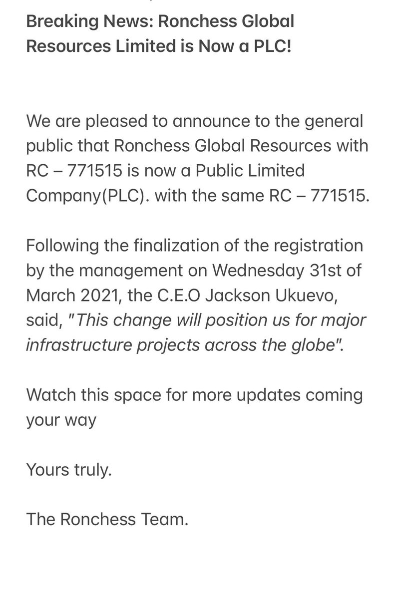 Ronchess Global PLC tweet media