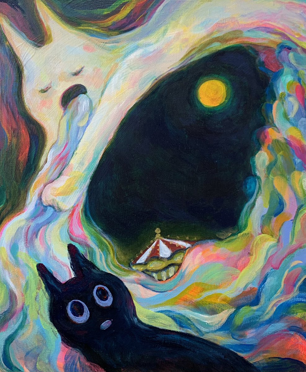 To_mock's tweet photo. 「甘い夢」

20210306 Tomokuni Yui Painting

#illustration #drawing #paintings #art #tomockdrawing #cat #noraandqulz #nora #qulz #nightmare #night #liquitex #acrilcolors #イラストレーション #ドローイング #ペインティング #アート #ネコ  #満月 #悪夢 #メリーゴーランド #リキテックス https://t.co/CksYHwFxGv