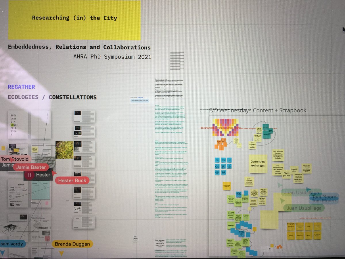 ArchHumanities's tweet photo. #AHRA2021 We are sure you have seen Miro boards before, but still, just a little sneak preview of the activities currently happening in the Zine making workshops at the AHRA PhD Symposium 2021 @ArchitectureSHU. We cannot wait to share their outcomes with you. https://t.co/mkapFXrkl2