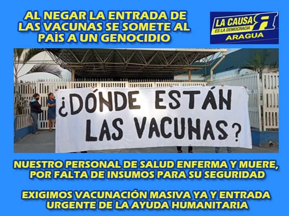 arnoldobenitezc's tweet photo. Al Narcodictador Maduro  no le importa la Salud de los venezolanos y sólo se ha preocupado por vacunarse él y su entorno.
Su instinto criminal quiere impedir el ingreso de la vacuna que se aplicará al personal Médico, Adultos Mayores y el resto de la población.
#MaduroEsLaMuerte https://t.co/3y1zVNd3iE