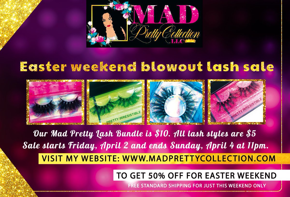 MadPrettyColle1's tweet photo. All Lash styles $5‼️ We are offering free Standard shipping until April 4th for our Easter weekend sale! Please check our website ➡️https://t.co/1CHKM3ug0q #25mmminklashes #minklashesforsale #volumelashextensions #fluffylashes #striplashes #explorepage #fyp #minklashbusiness https://t.co/Jd4FhecFVe