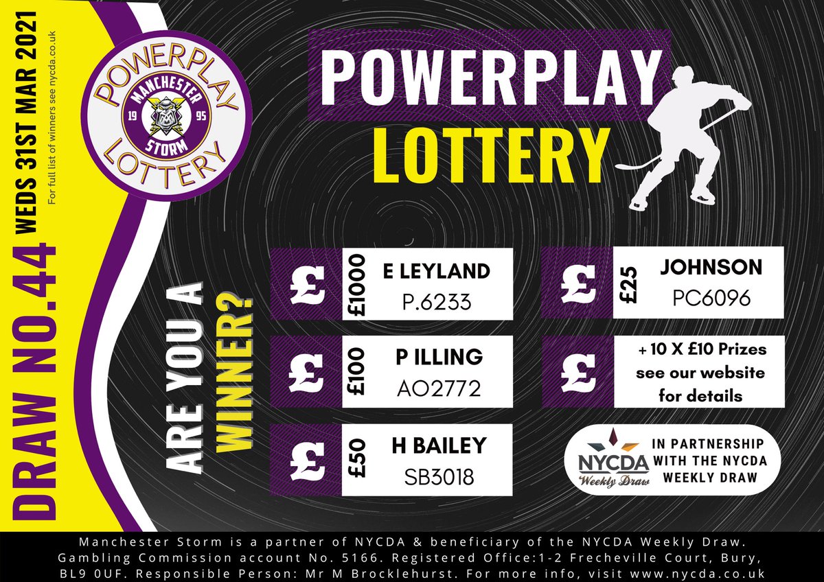 StormLottery's tweet photo. Supporting your @Mcr_Storm in the upcoming #EliteSeries ⛈ 

#SupportStorm with the #PowerPlay #Lotto and you could win 💷💷💷

💻 https://t.co/AHN6S5OIxp

Are you one of draw 44 #Winners ⬇️

#BePartOfIt | #InItToWinIt https://t.co/H749fKcKwB