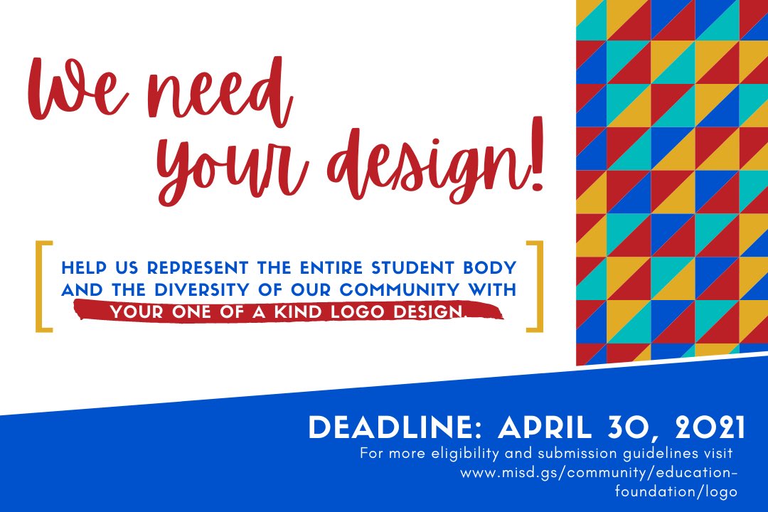 MISDEdFound's tweet photo. This is no April Fool's joke! Midlothian Education Foundation wants YOU to design our new logo. Submit your entries at https://t.co/JHsxtJO8ai by April 30! https://t.co/KxvOU7jEHe