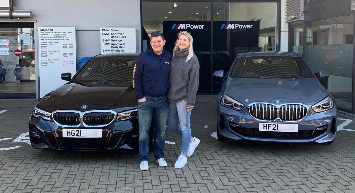 Marshall_BMW's tweet photo. A double #21plate handover at Marshall #BMW #Bournemouth for Sales Executive, Anthony Phelan.
Congratulations to Justin Partt and Olivia Melville-Brown – enjoy your 320i M Sport and 118i M Sport. #marshallmoments https://t.co/Czhakbintf