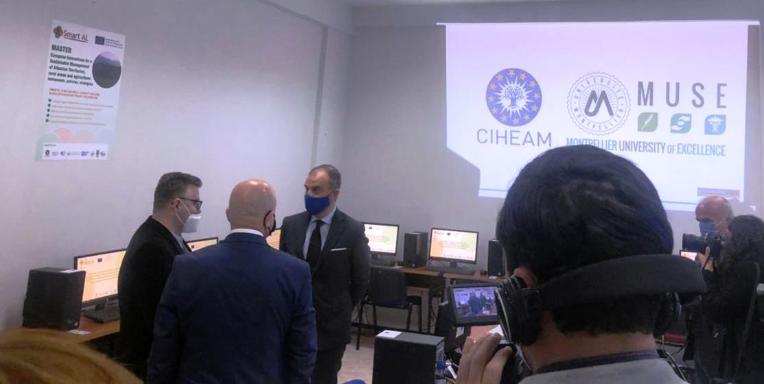 CIHEAMIAMM's tweet photo. Mr Luigi Soreca, welcomed by the rector and vice-rector of the UBT, and the SmartAL team, also reviewed the IT laboratory equipped within the framework of #SmartAL, which enables #Master students to attend remote courses and work in groups in the best conditions. https://t.co/CJSEowe6M4