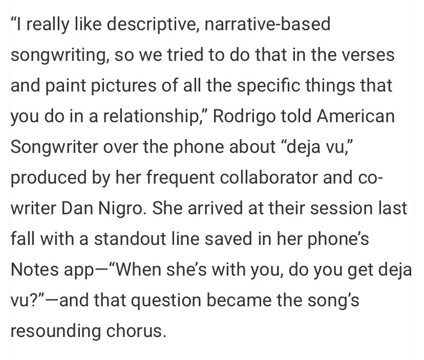 Olivia Rodrigo Daily On Twitter Olivia Shared Some Of The Lyrics Of Deja Vu And Explained How The Song Came To Be To American Songwriter Magazine Https T Co Cteygwq86t Https T Co Kiaoa4gdpk Twitter
