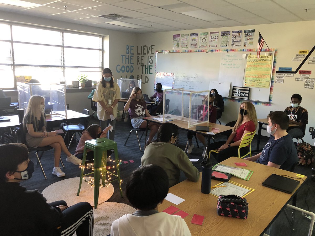 mil_fertitta's tweet photo. #tbt to our fishbowl discussion! Students created their own questions and engaged in a student-led discussion about our text Night. Students jumped in the #hotseat to challenge each others thinking! #campusbadges #patriotstrong https://t.co/FNNr4v5sQM
