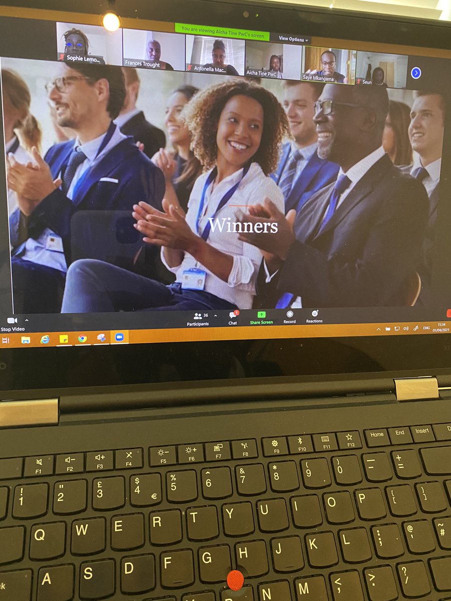 Sophie_InTech's tweet photo. IT’S TIME - time to find out the winner and hear the feedback! @Saye_M @ben_combes @PwC_UK @EDICareers #PwCEDIHack #Sustainability 💥💥💥💥 https://t.co/VEh2nFeUwF