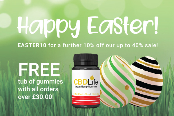 🐰HAPPY EASTER!🐰

Head over to our site and make the most of the fantastic deals we have in place this easter weekend!

- use code EASTER10 for a further 10% off our already reduced product range

- FREE tub of gummies with every order over £30.00

 Offers end 6/4/21!

#cbd