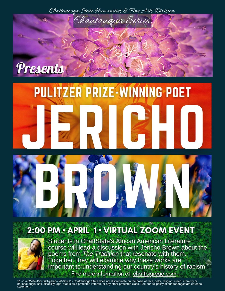 CSWritersatWork's tweet image. The last session with @jerichobrown is today at 2pm. Registration is free but closes at NOON. We&apos;d love to have you join us! Go to ChattBigRead.com to register.