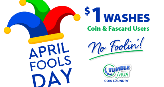 tumblefresh's tweet photo. We’re all for fun and jokes - but we ain’t foolin’ around today! 😉 ALL Washers are $1 at each of our 9 locations 🎉 We hope you have a great April Fool’s Day - From one fool to another 🤪
#AprilFoolsDay https://t.co/TrafPfSGkp