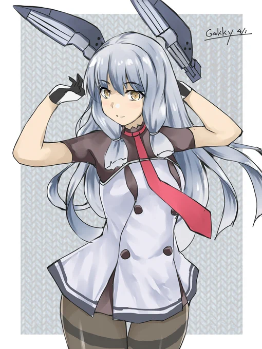 #艦これ版真剣お絵描き60分一本勝負_20210401
#艦これ版深夜の真剣お絵描き60分一本勝負 
モフモフ感が足りませんでした 