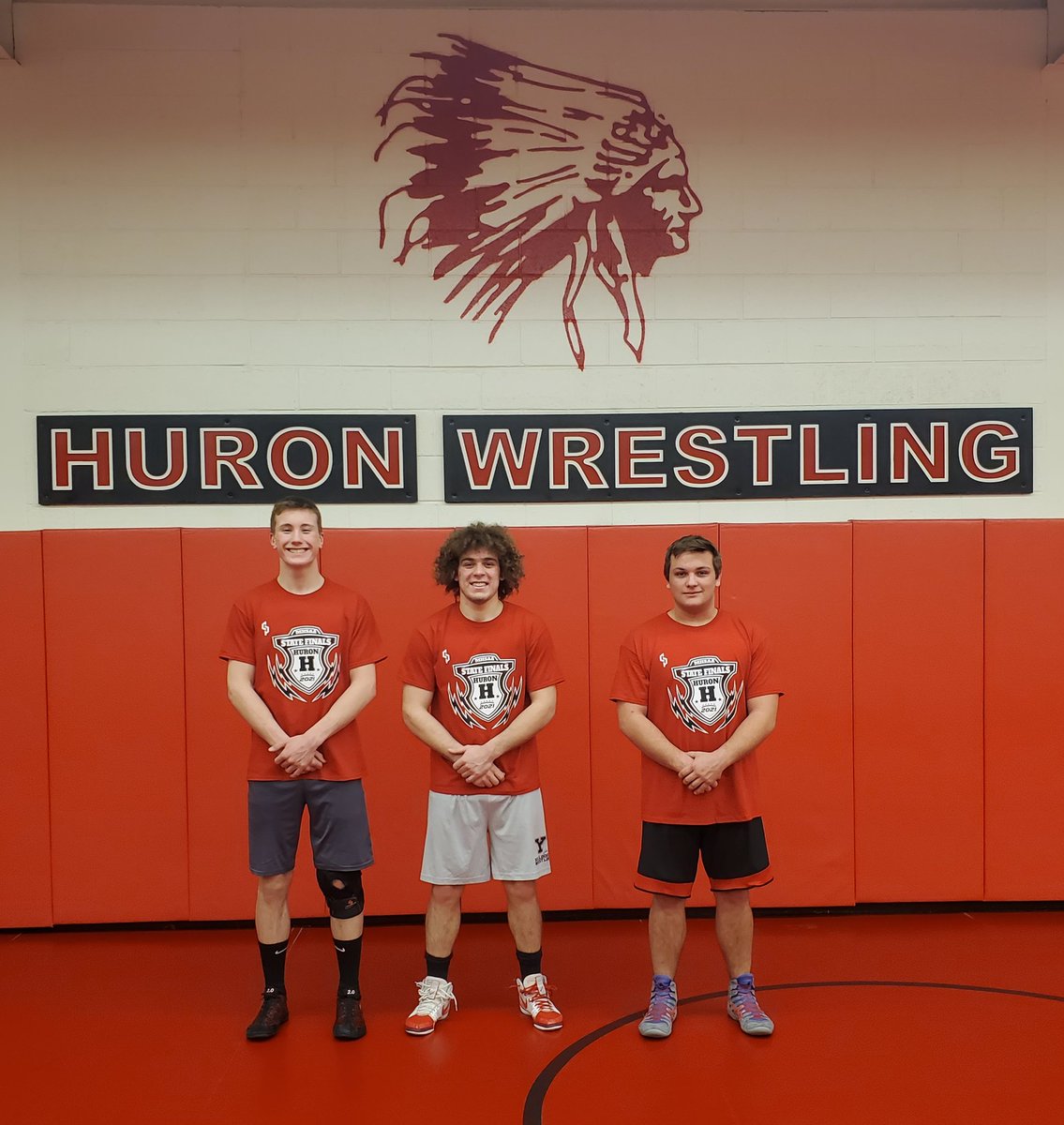 HuronWrestling's tweet photo. Last workout of the season.  All tested and ready to go. Thanks for the quick shirts @cp_gear #ChiefPride https://t.co/ozty1WgejN