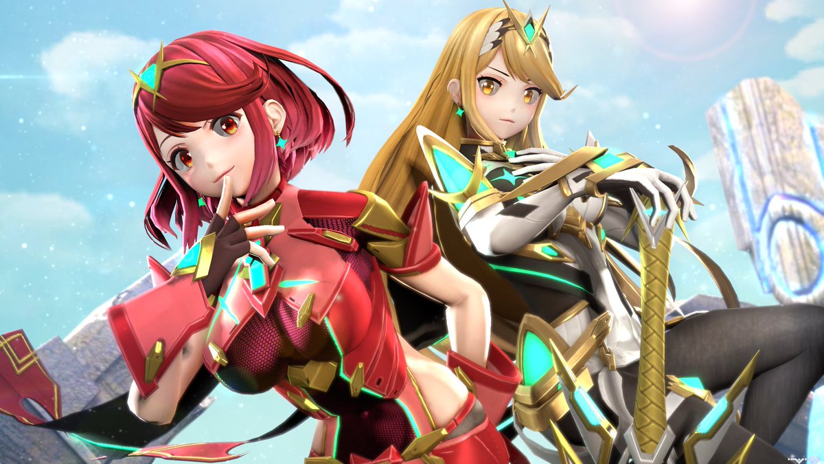 Megas360Cmoi's tweet photo. Pyra &amp; Mythra (it's been a while, hope you enjoy guys 😔)

{ #SFM #pyraandmythra #XenobladeChronicles2 #SuperSmashBrosUltimate } https://t.co/5VHzCWpBB2