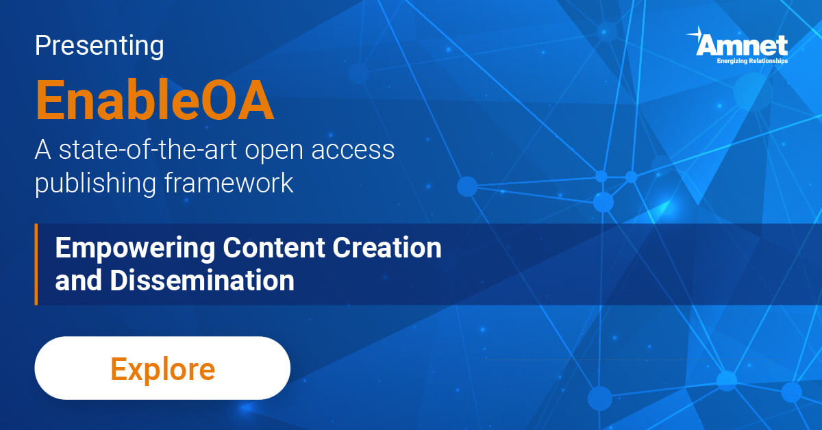 Amnetsys's tweet photo. To advance open access publishing and streamline content delivery for publishers, #Amnet in collaboration with Coko Foundation has launched #EnableOA, a state-of-the-art #publishing framework. To know more, click … https://t.co/0bRtIl9s9B.
#contentdelivery #openaccesspublishing https://t.co/KKXxQLQbdH