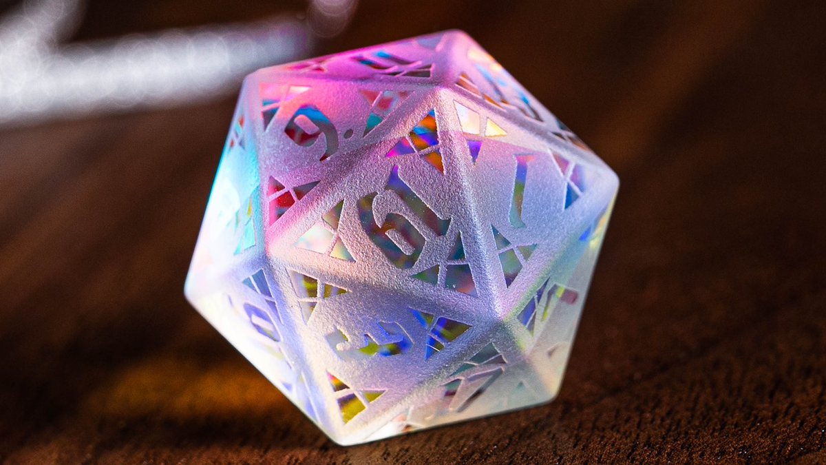 urwizards's tweet photo. The rainbow prism glass dice set with frost ancient style 🌈🌈

#dnd #dice #ttrpg #dungeonsanddragons https://t.co/4a2l51SaLv