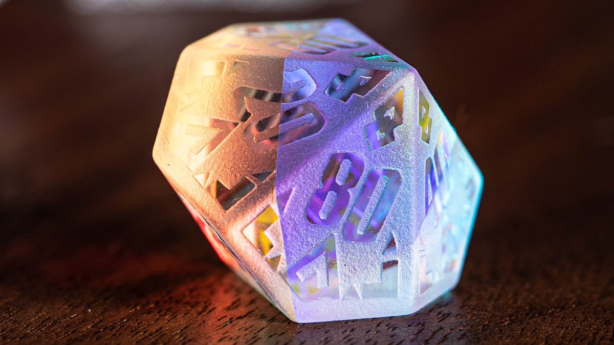 The rainbow prism glass dice set with frost ancient style 🌈🌈

#dnd #dice #ttrpg #dungeonsanddragons