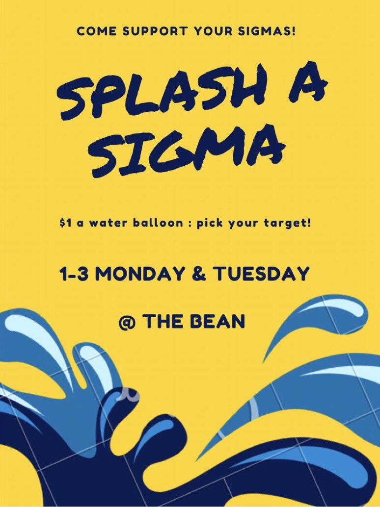 Join us next week for our fundraiser “Splash A Sigma”! Throw a water balloon at your favorite Sigma!! ❤️🖤