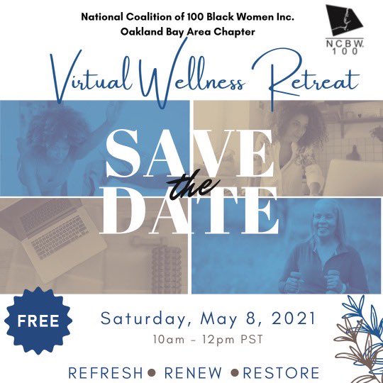 NCBWOBAC's tweet photo. Join the @NCBWOBAC for our Virtual Wellness Retreat, Sat., May 8. This free event is for ALL Black women and includes exercise, yoga, guided meditation, a health &amp; wellness panel, and a hands-on cooking demo! Registration will open soon, but save the date and share with a friend. https://t.co/Njsb3GeaAf