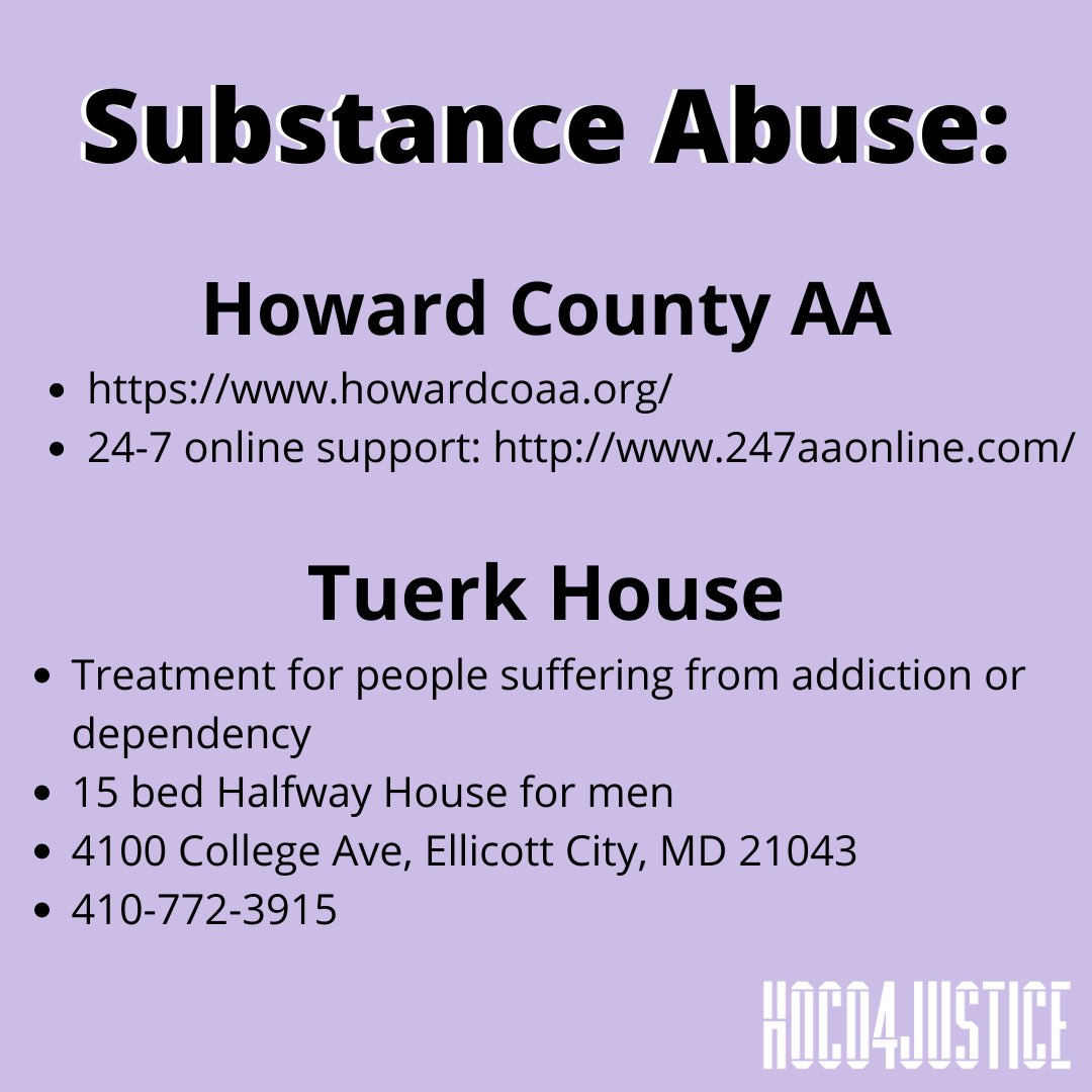 hocoforjustice's tweet photo. Here are a variety of resources in Howard County, MD that you can use as an alternative to calling the police. Included are hotlines and programs related to helping with issues involving sexual assault, mental health, housing, and more. ⬇️ Please share‼️ https://t.co/urxGEszud5