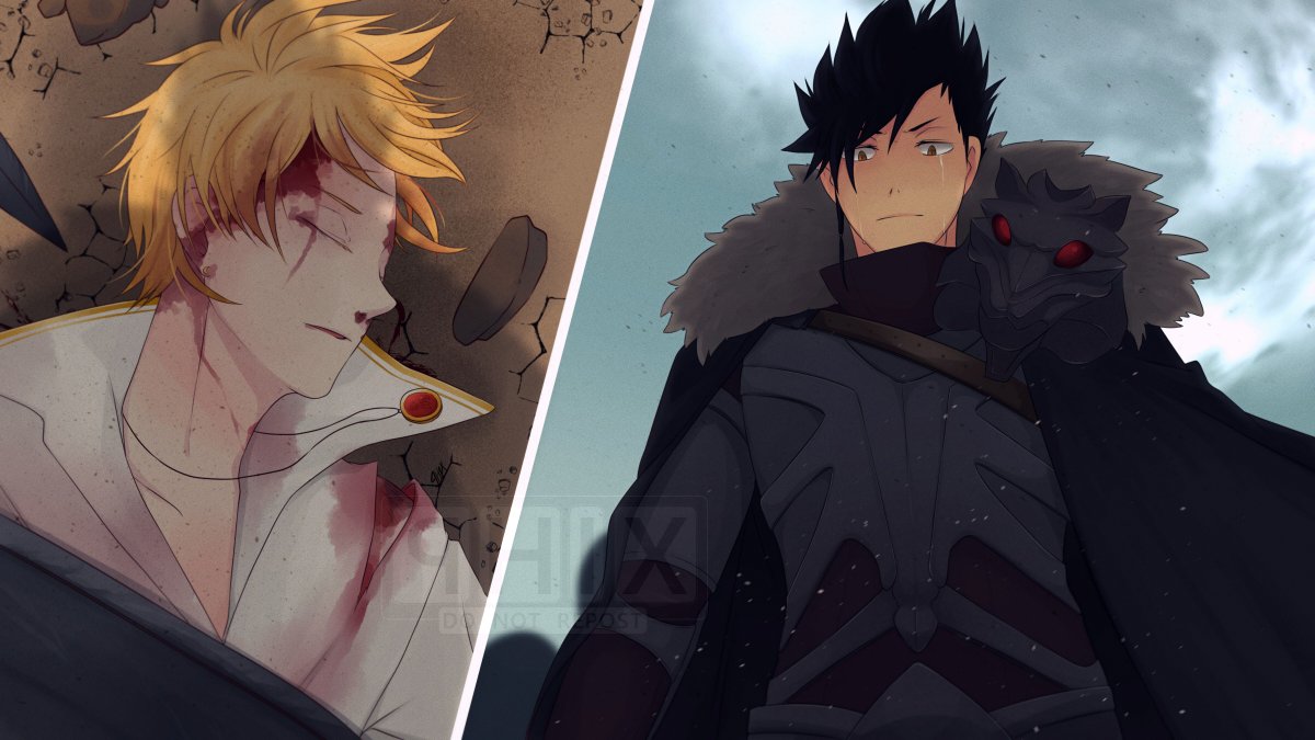 phixuscarus's tweet photo. CW/TW: Blood

Day 4 of #MMMKrtskWeek - Royal

Fallen Kingdom.
"He was the last one, Your Highness. He put up an immense fight until the last drop. But even his impressive shield has no chance against betrayal,"

#クロ月 #kurotsuki 
@MMMKrtskFanweek https://t.co/o30qnZwXRx