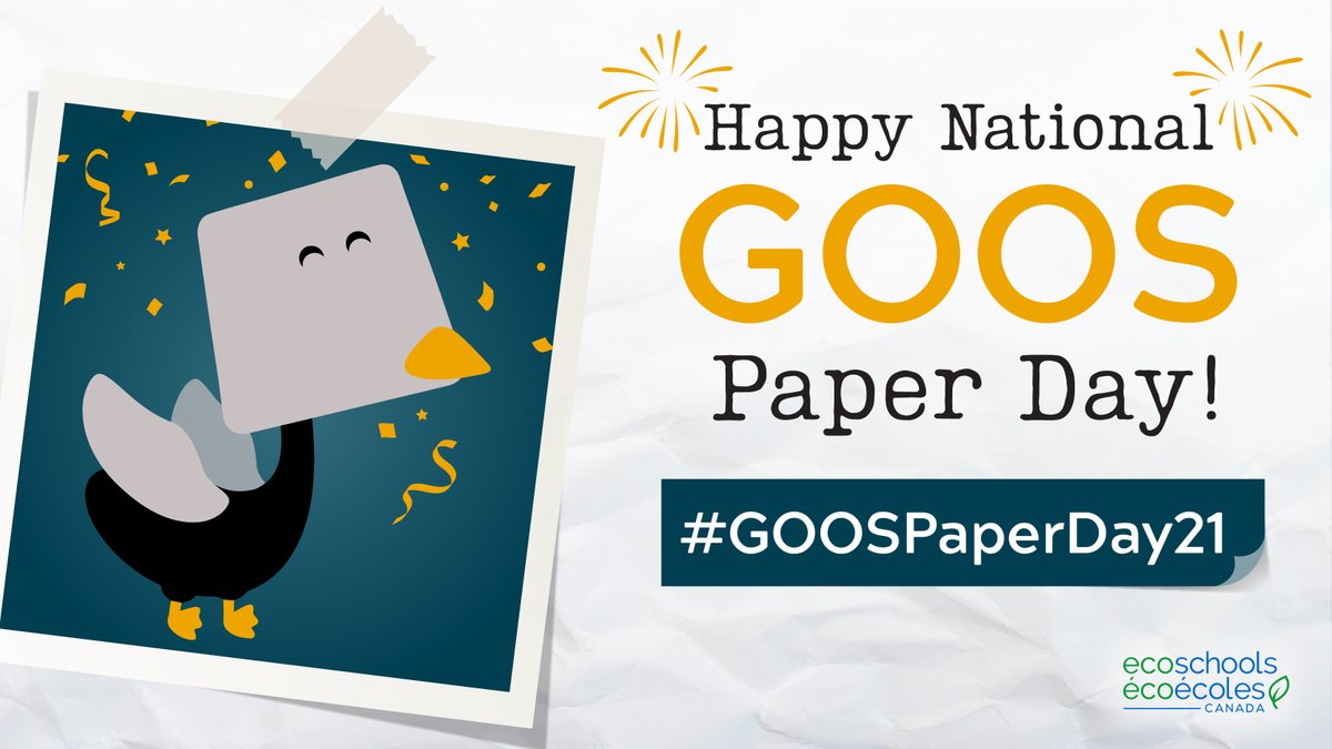 Happy National GOOS Paper Day! From now until April 8, celebrate responsible paper use by sharing a photo of your GOOS paper bin on Twitter, include the hashtag #GOOSPaperDay21 and you could WIN! Get ideas at ecoschools.ca/goospaperday/