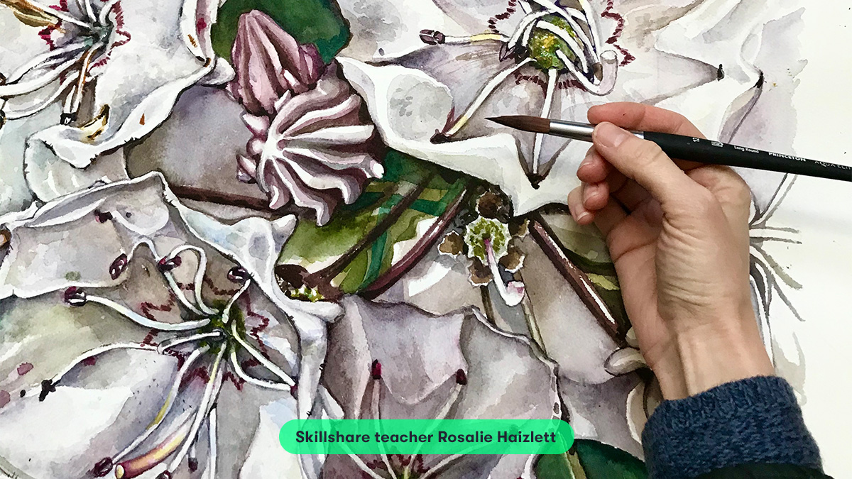 Develop your watercolor confidence by taking inspiration from nature! In our workshop beginning April 5th, you’ll join artist and Skillshare teacher Rosalie Haizlett for two classes to get you started painting the natural world. Reserve your spot now! 🪴 skl.sh/31tW5BI