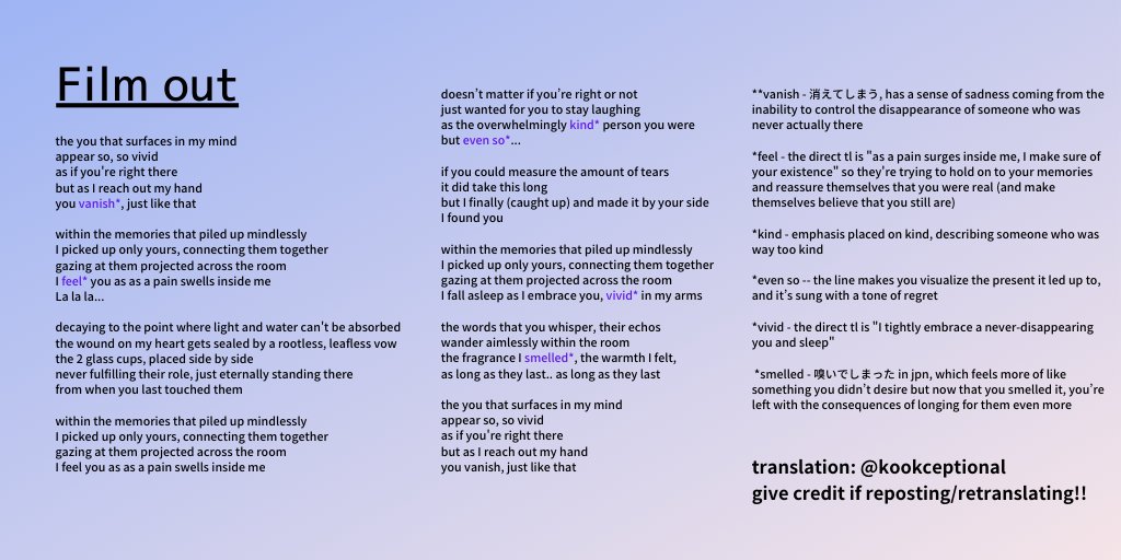 Film out bts lyrics