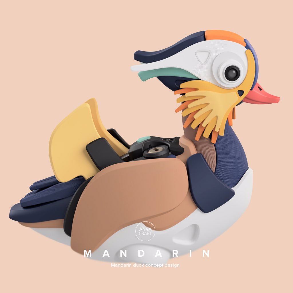 ANVACRAFT's tweet photo. Mandarin duck body progress 

#anvacraft #mandarinduck #aixgalericulata #duck #robotbird #robotduck #robot #design #concept #conceptdesign #3d #3dmodeling #3dconstructing #hardsurface #robotdesign #render #conceptdesigner #3ddesigner #hardsurfacemodeling #3ddesign #toy #toydesign https://t.co/LUWxpCo6n4