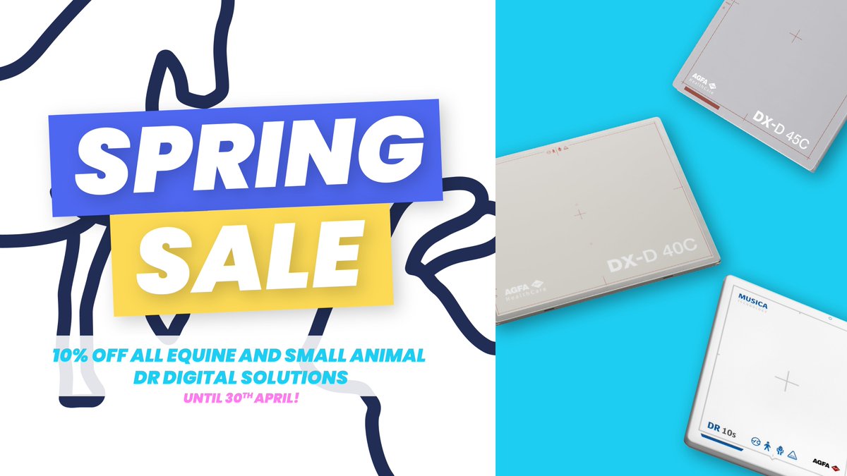 plhmedical's tweet photo. No #Aprilfools here! The AGFA Spring Sale has started! Get 10% off all Small animal and Equine DR Digital solutions! Hurry, sale ends 30th April! ๐ฐ
#SpringSale #SpringIntoApril #Sale #Deals #Veterinary #Equine #Animal https://t.co/SMhRD50mbL