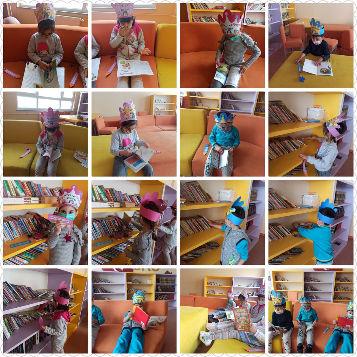 VEvlice's tweet photo. 📚2.grup çalışkan arılarla kaldığımız yerden  yeniden tüm gün kütüphanede kestik,çizdik, boyadık,dinledik,okuduk📚 GÜNÜN SÖZÜ "KİTAP EN İYİ DOSTTUR"DEDİK #KutuphaneHaftasi #Kutuphanedeokuyoruz @kmarasilmem @onikisubatmem @ziyaselcuk @cemalyilmaz28 #yıldırımbayazıtılkokulu https://t.co/qMYjDLnB6D