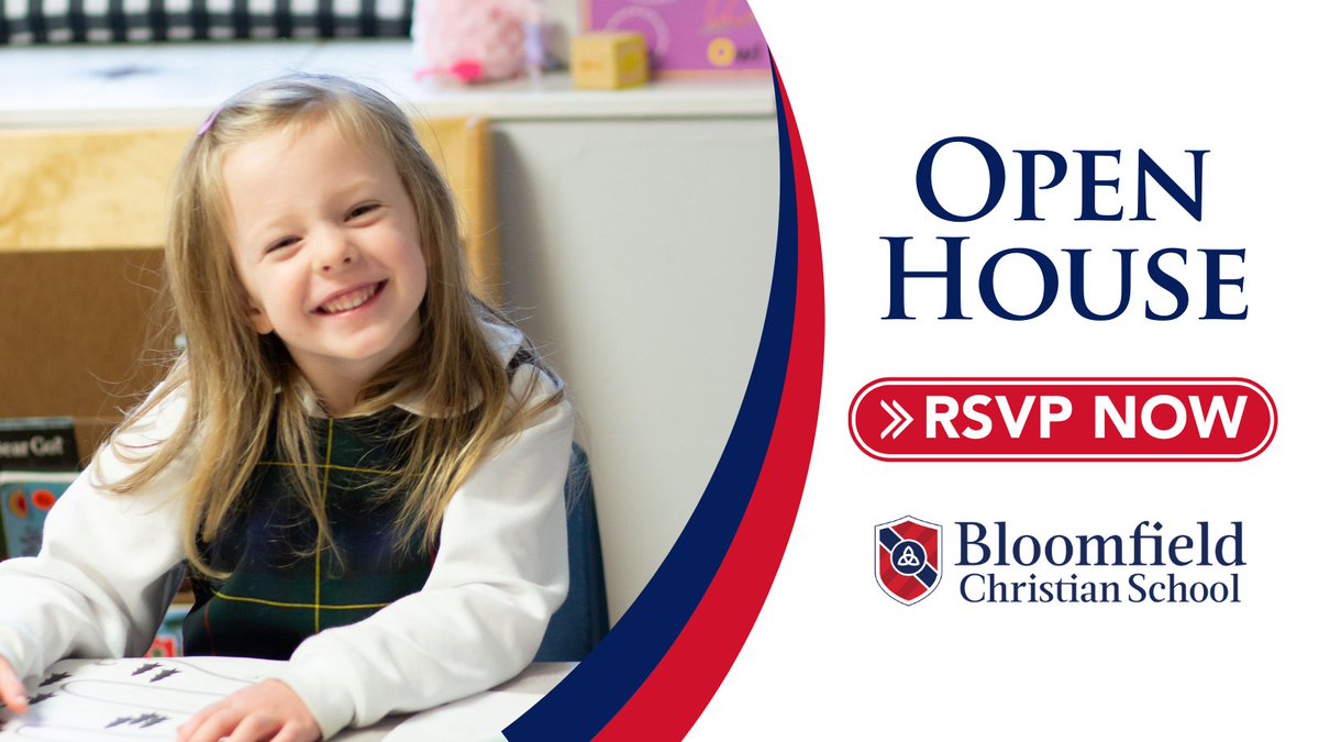 Know a friend who might enjoy a visit to Bloomfield Christian School? Please share! Prospective parents and students are invited to attend our OPEN HOUSE on Mon, 4/12 at 6:30 PM. 
 
Come see our vibrant learning environment in action! Register today.
 
hubs.ly/H0Kjpy60