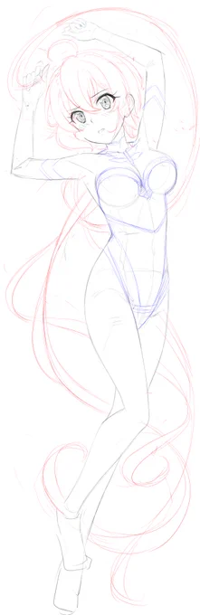 毎日お絵かき1268日目 
抱き枕風クリスちゃん 続きます( ˘ω˘ )
#シンフォギア 