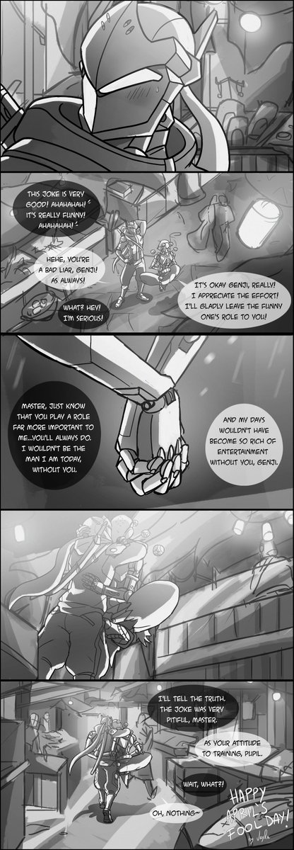 jayla_comics's tweet photo. Happy April's Fool day to everyone!🎉🤡
#Aprilsfoolday #AprilsFools #Overwatch #OverwatchFanart #GenjiShimada #Zenyatta #Genyatta #MyArt #DigitalArt #OriginalArt #Artwork #FunnyScene #Love #ComicStrip https://t.co/iuRl43pFwT