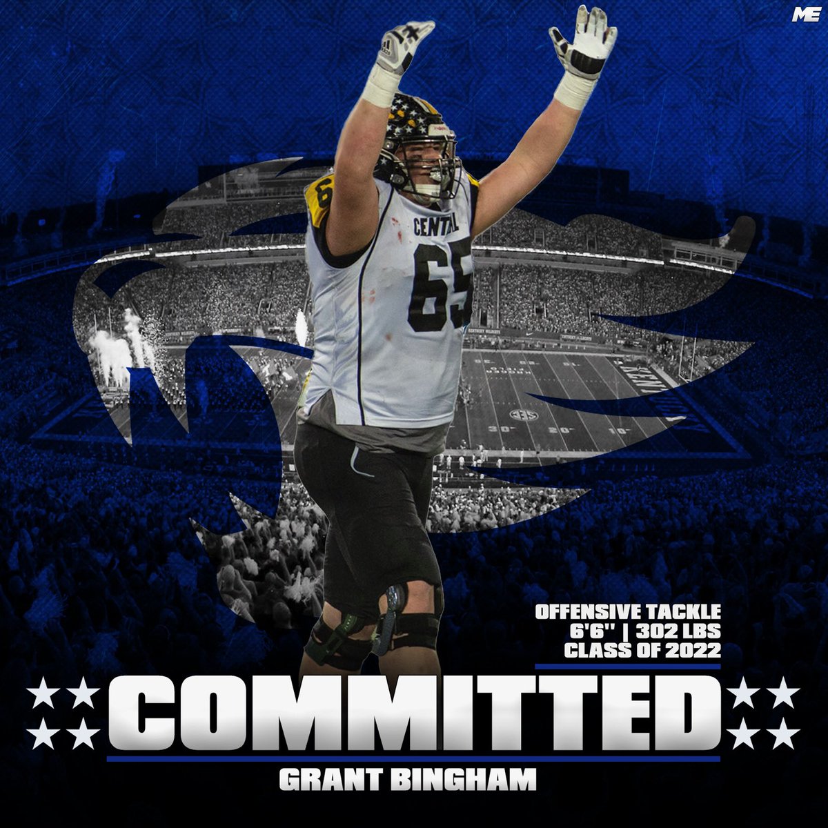 moore_bbn's tweet photo. 2022 4⭐️ Grant Bingham has committed to KENTUCKY #YAHTZEE #BBN

The 6’6” Offensive Tackle from Paintsville, KY chose the Wildcats over Notre Dame, Arkansas, Michigan, West Virginia, Miami FL, Nebraska, &amp; Northwestern https://t.co/XHaylCD8mo
