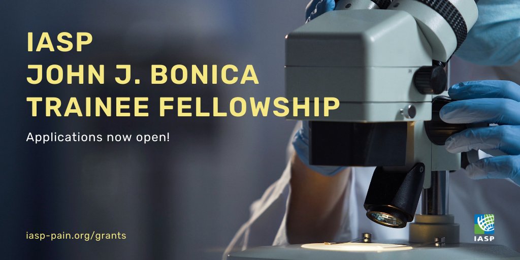 Here is a chance for trainees: Applications for #IASP John J. Bonica Trainee Fellowship are now open. This two-year fellowship supports training in all aspects of #painresearch with support of up to US$100,000. Learn more and apply: bit.ly/3ruazMH #IASPGrants