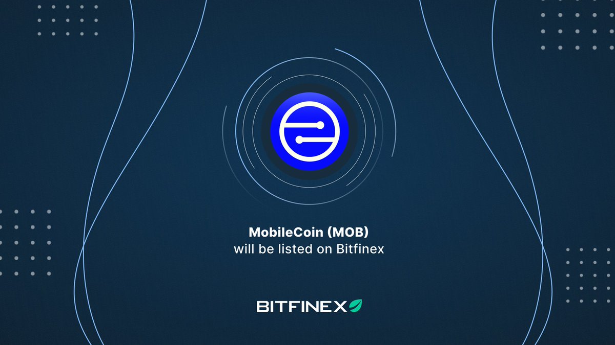 bitfinex's tweet photo. Mobile Coin (MOB) will be listed on Bitfinex!

#MOB deposits are now open. Trading and withdrawals for @mobilecoin on #Bitfinex will start from 02/04/21 at 09:00 AM UTC.

Discover $MOB available pairs⬇️
https://t.co/eHAl8n1OBX https://t.co/OfYXaxojOR