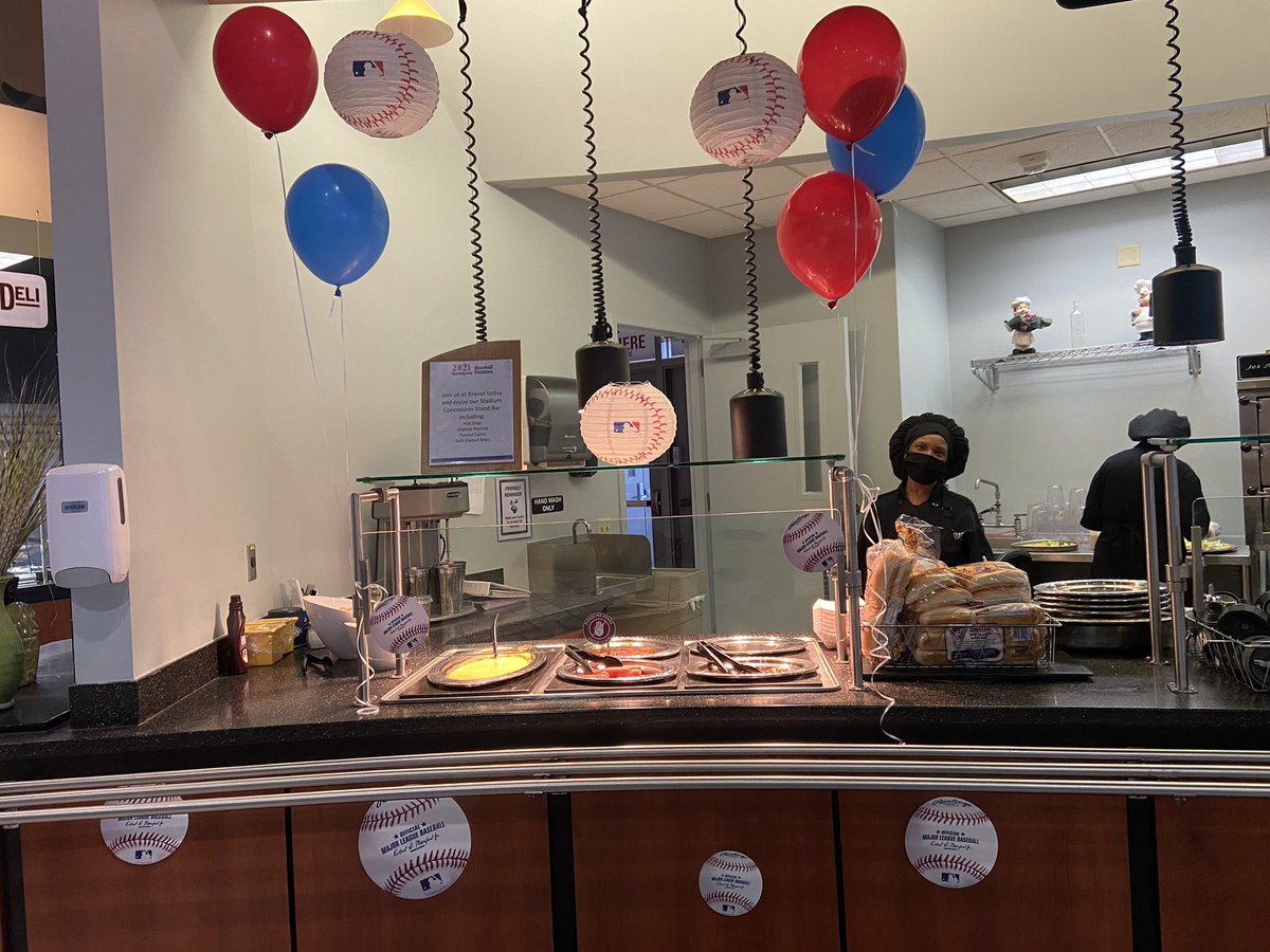 MetzatGannon's tweet photo. Today is Opening Day of Baseball! Come celebrate with us at Bravo in the Cafe with our Concession Stand Bar! We have hot dogs, nachos, funnel cakes, and soft pretzel bites. This lunch is a grand slam so you do not want to miss it!
#playball⚾️ https://t.co/5oVKSU7NWr