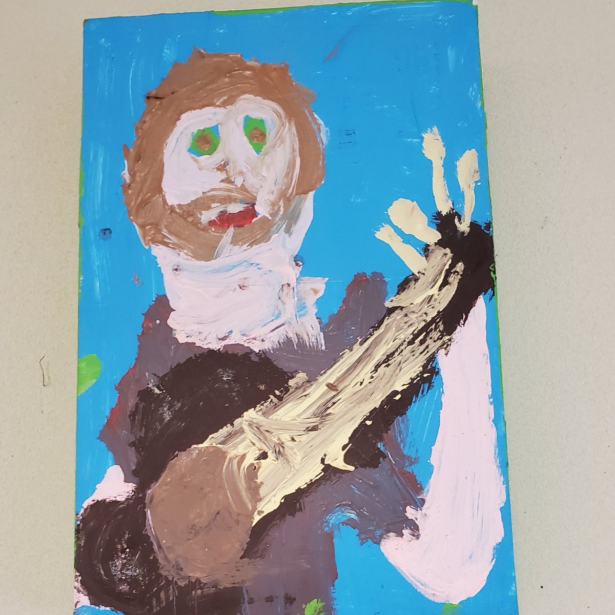 JPlace4Music's tweet photo. A sweet 2nd grader made my day with this painting.  Now on display in the JCS music room! @BransfieldKerri https://t.co/n8hGes6N5h