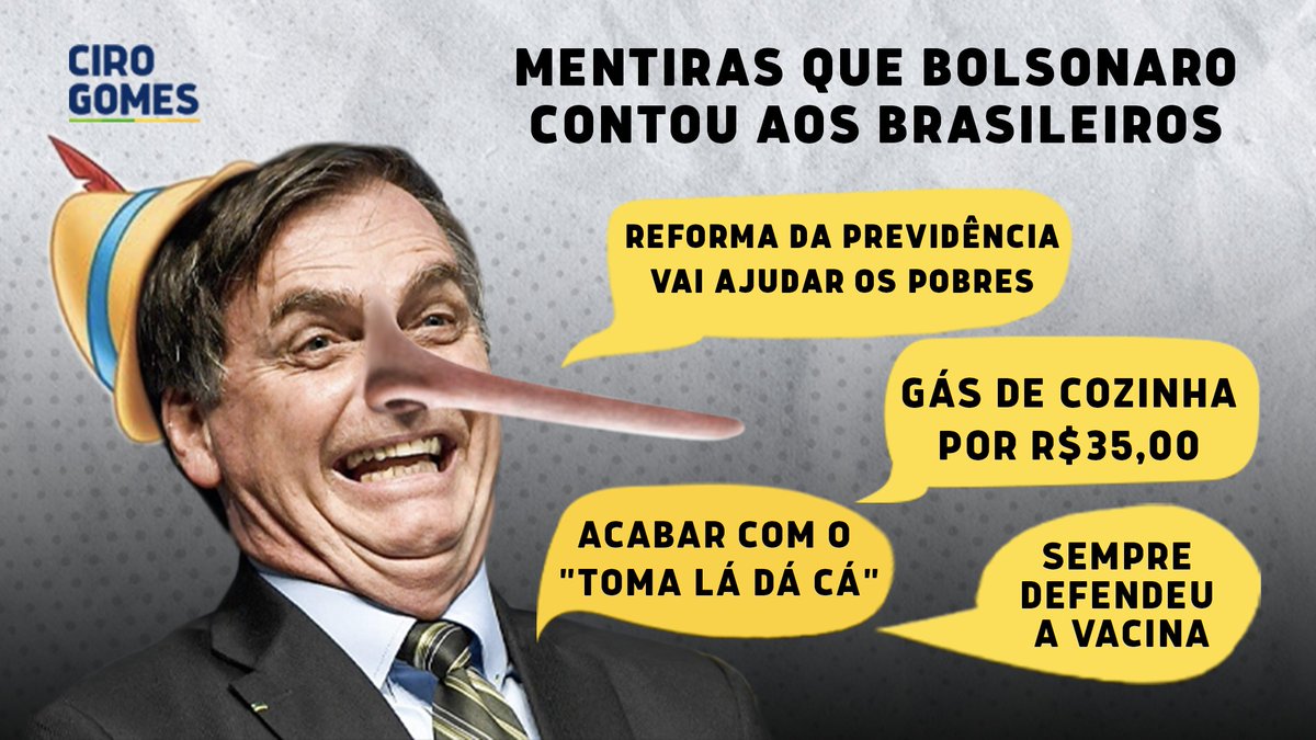 cirogomes's tweet photo. Bolsonaro é um mentiroso contumaz, ou seja: mente que nem sente! #BolsonaroDay #DiaDaMentira https://t.co/WLvhJWrZC3