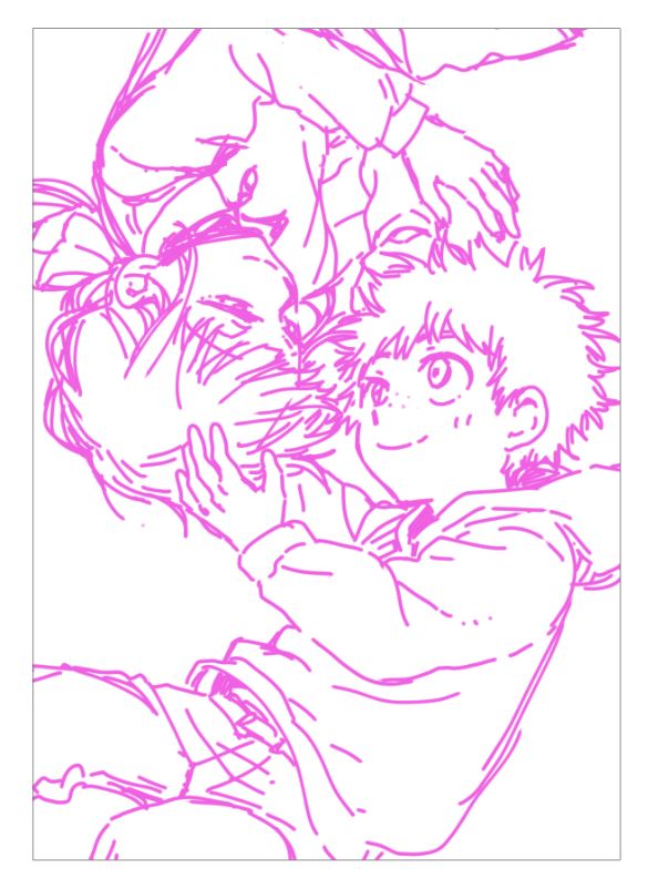 今は次回更新のマンガの扉絵をガシガシ描いてます
下描きピンクにした!(気分) 