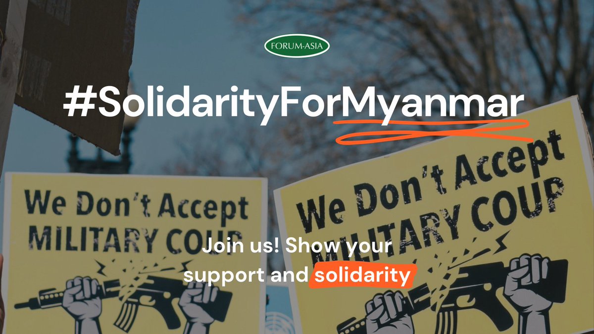 .Violations committed by the  #Myanmar military could amount to crimes against humanity. Still, the peoples of Myanmar risk their lives every day to protest for democracy. Let's stand in solidarity with them in the fight! Join us and tag  #SolidarityForMyanmar