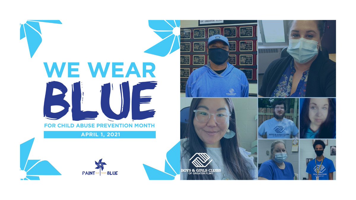 BGClubFlint's tweet photo. Today, we wear blue, because we believe all children deserve #GreatFutures. Share your #WearBlue selfies in the comments & RT to spread the message about child abuse prevention. #WhateverItTakesFlint #ChildAbusePreventionMonth #FlintKids https://t.co/7SMMU7sFh7