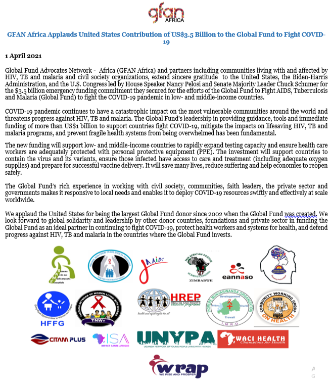 $3.5B from US to <a href="/GlobalFund/">The Global Fund</a> will support increase  of COVID-19 testing, procure PPE &amp; strengthen health systems #GlobalFund@20 #UniteToFight #TheBeatContinues <a href="/GFANAP/">Global Fund Advocates Network Asia-Pacific</a> bit.ly/3wicass